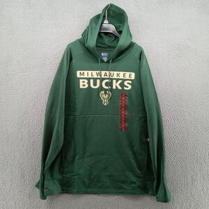 Milwaukee Bucks Sweatshirt Mens XL Green Logo Pullover Fleece Hoodie NBA
